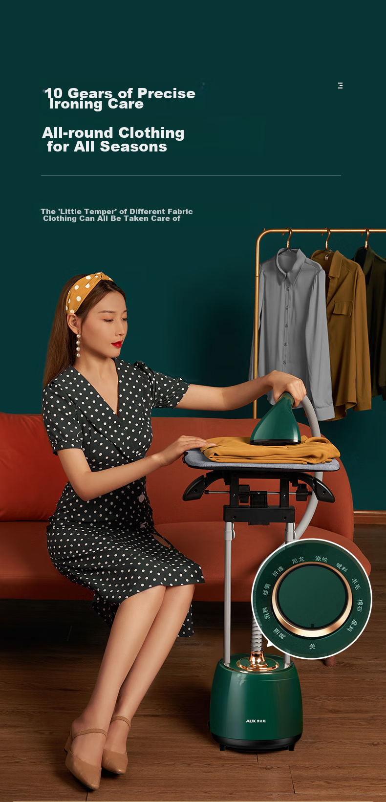 AUX Upright Garment Steamer, 40g/min High Steam Output, 2.3L Water Tank, Home Use Ironing Machine, Handheld Electric Iron, Clothing Store Garment Steaming, High-Power Clothes Steamer AGS-798 9