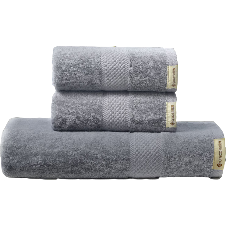 Grace Bath Towel Home Use Class A Pure Cotton 1 Bath Towel + 2 Towels Set, Adult Men And Women Soft Absorbent All-Cotton, Business Gray
