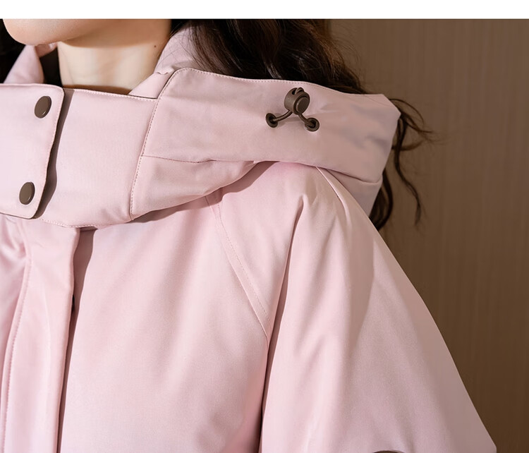 TonLion Women's Hooded Color-Block Workwear Down Jacket Sakura Pink L (Same Style as Guan Xiaotong) 19