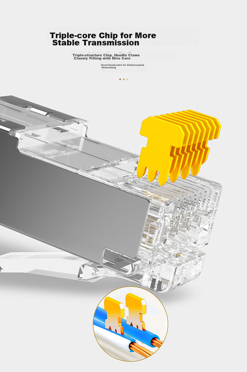 MAXCENT Category 7 Crystal Head, Pure Copper Shielded Network Cable Connector, CAT7 Engineering-Grade 10 Gigabit Network Cable Connector, 10 Pieces MJP-C71013 8