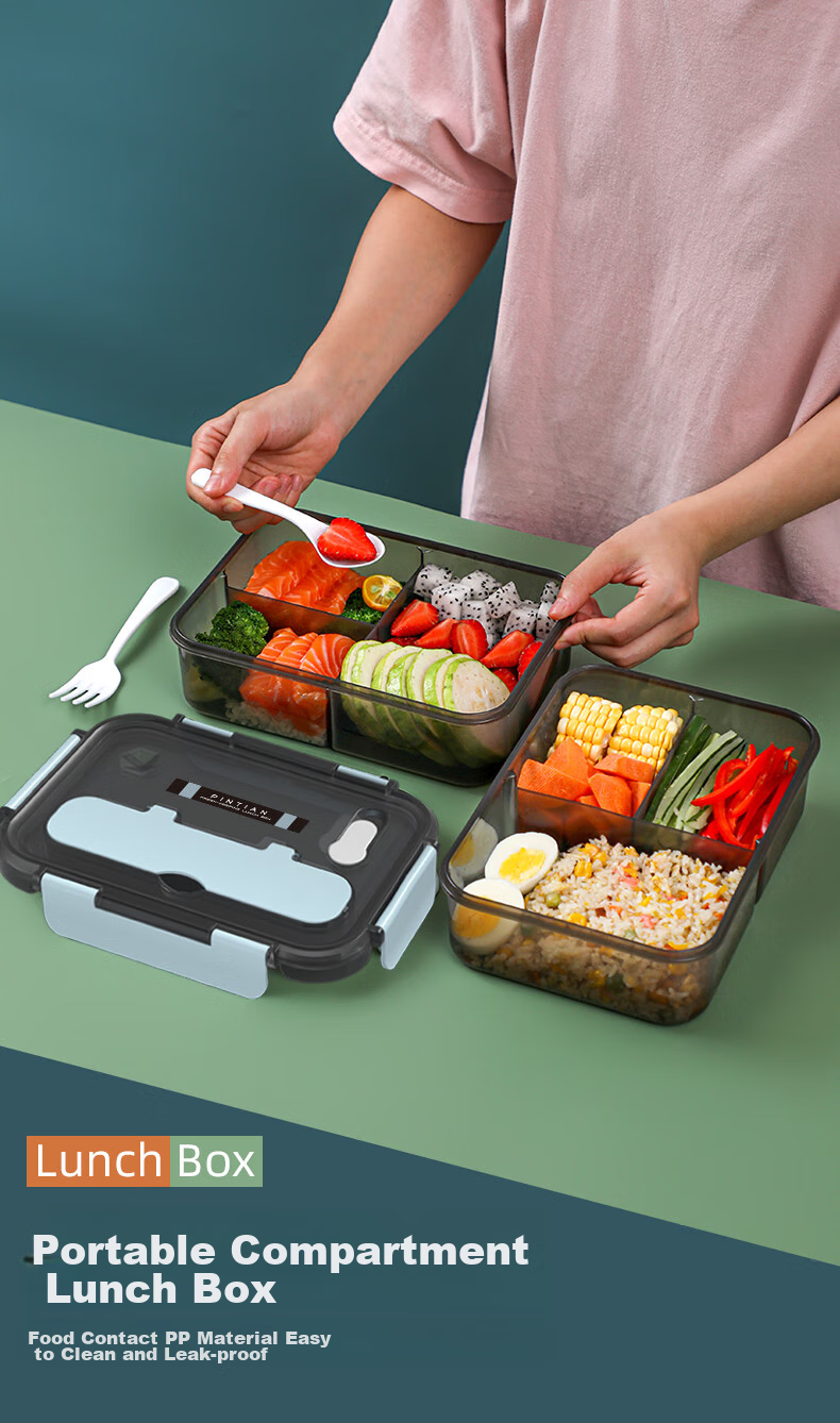 PINYU Ultra-Light Glass Lunch Box Microwave-Safe Food Grade Sealed Container with Lid for Office Workers 1