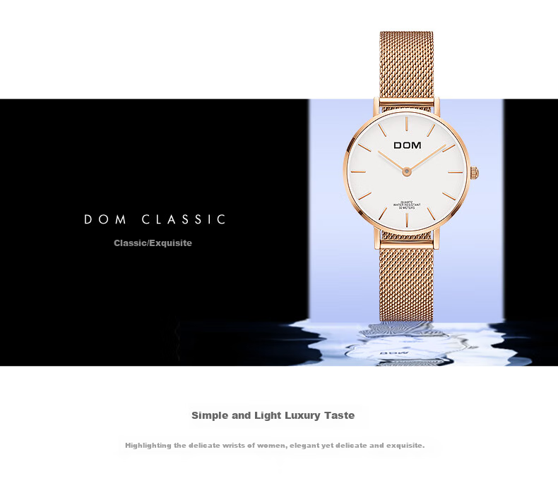 DOM Amani New Ultra-Thin Watch, Women's Fashionable Quartz Mechanical Style, Birthday Gift for Girlfriend 4