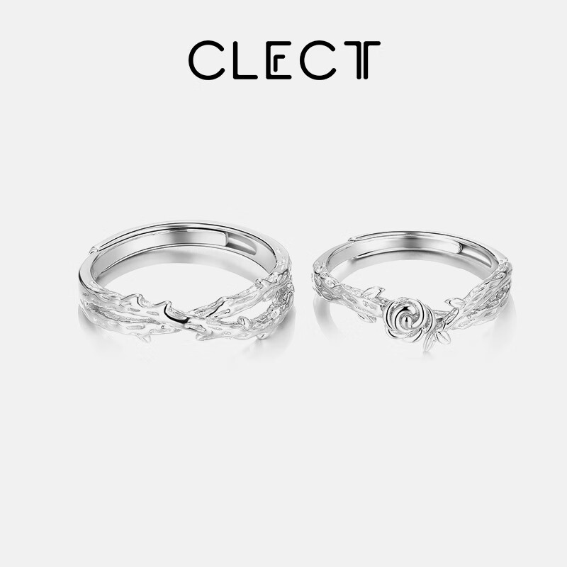 Clect Rose Vine Couple Rings, One Pair for Women, 925 Silver Elegant Jewelry, Fashionable Birthday Gift for Girlfriend