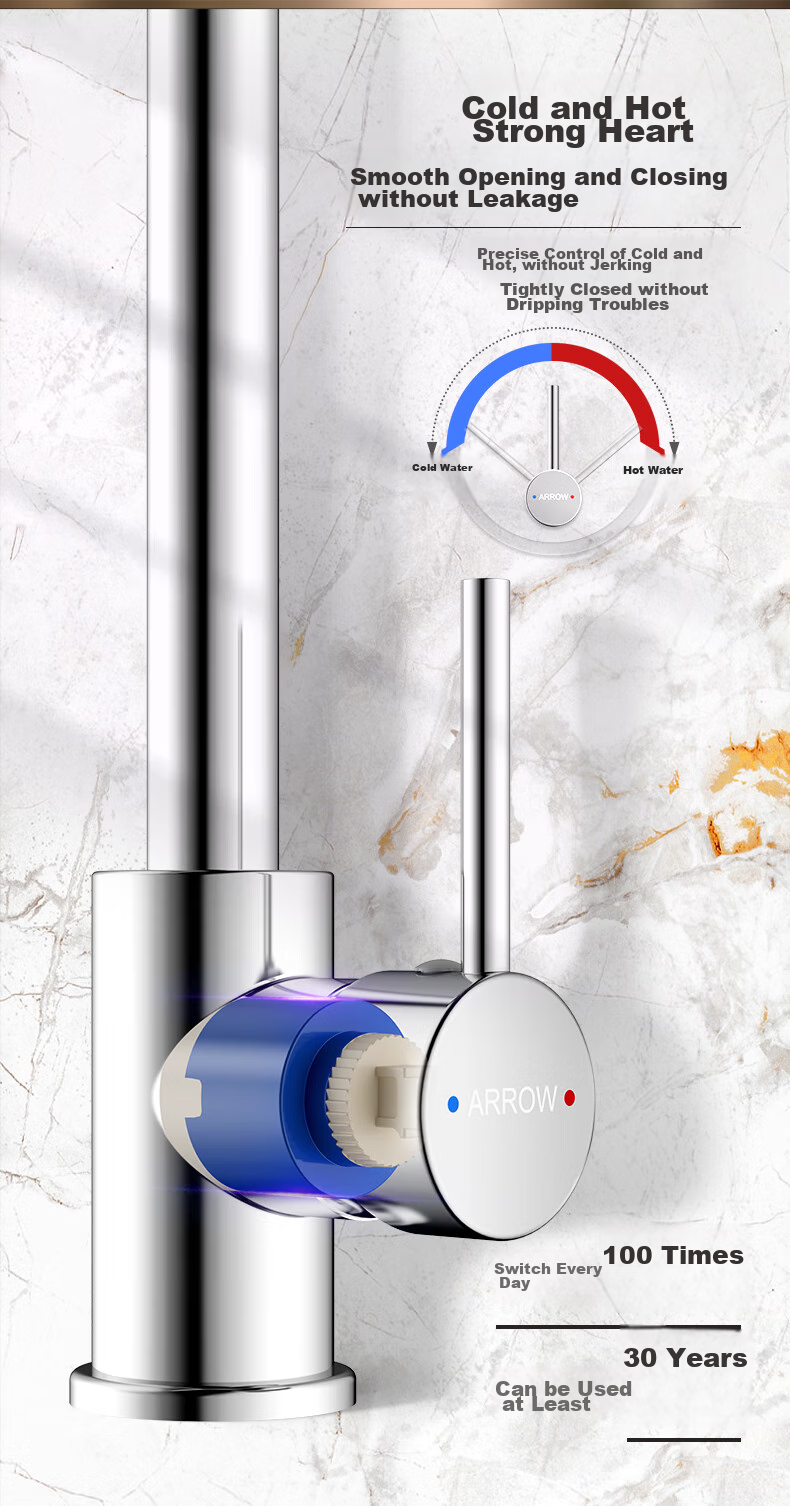 ARROW Kitchen Hot And Cold Faucet, Sink Tap, Healthy Tap, 360° Rotating Hot And Cold Dual Control AE45305CP 17
