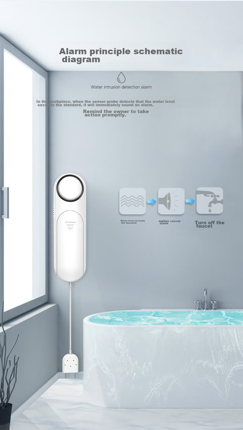 LFang WD12 Water Leak Detector Alarm for Home Use, Water Level Sensor, On-Site Overflow Detection Alarm 2