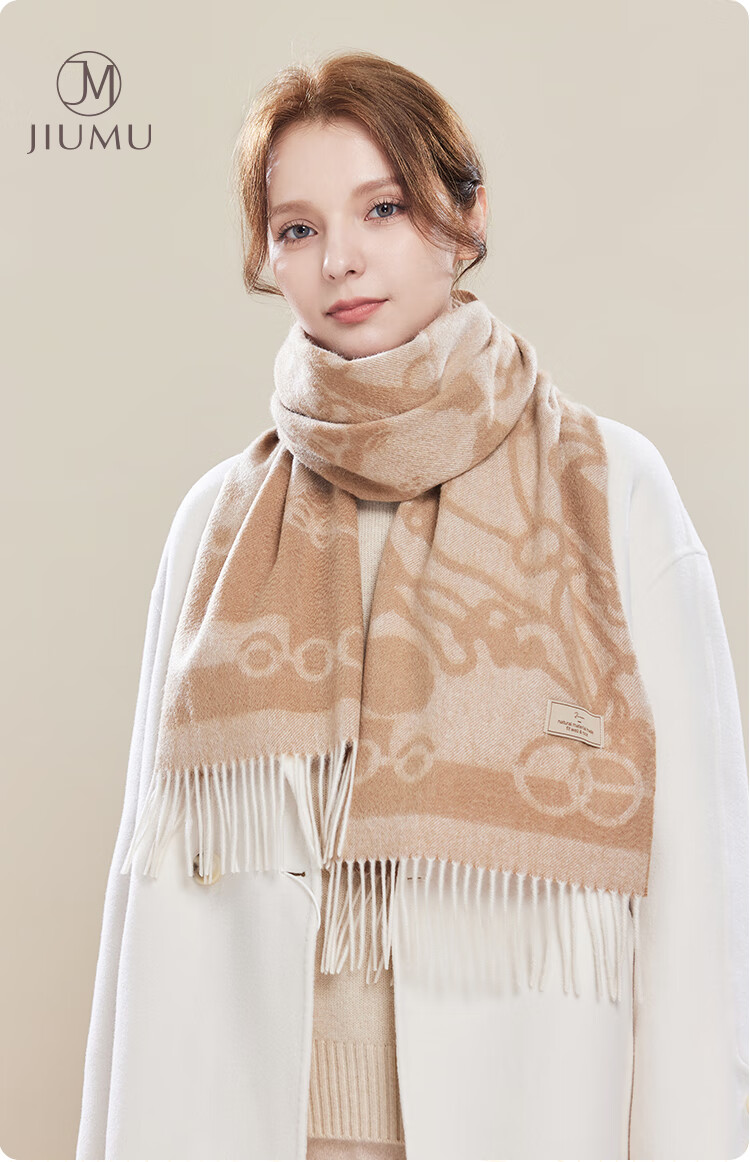 JIUMU 100% Cashmere Scarf for Women, Autumn And Winter Shawl, Warm Neck Wrap, Gift for Girls, National Day Birthday Present, Gift Box Set 1