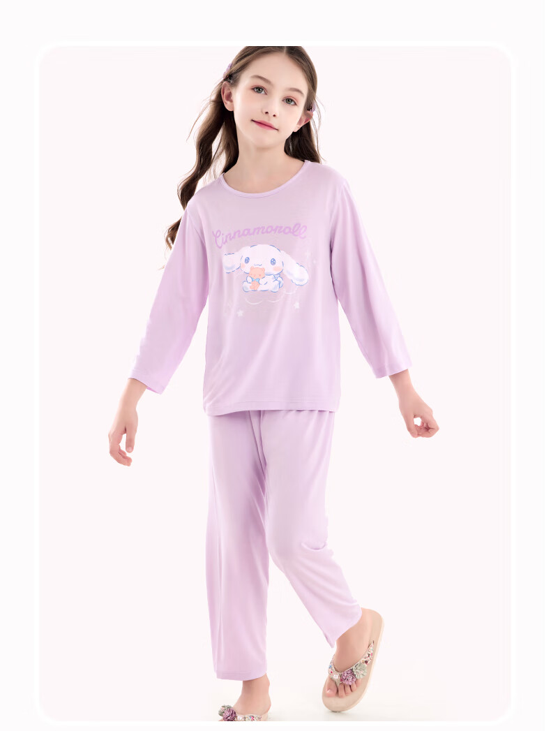 Hello Kitty Girls' Pajama Set Summer Stylish Children's Loungewear Big Kids Modal Air Conditioning Wear G002 Pink 150 11