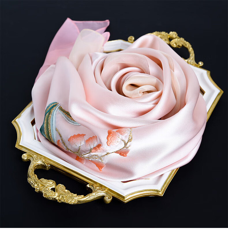 Hangsifu Handmade Suzhou Embroidery Silk Scarf Shawl Wrap, Autumn And Winter Neck Protection Warm Scarf, Birthday Gift for Mom, Gift Box 20