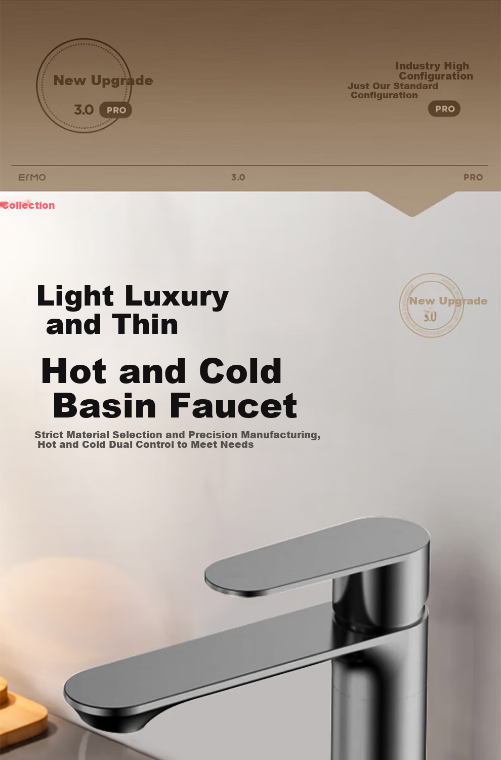 ARROW Bathroom Basin Faucet Stainless Steel Dual Control Hot and Cold Washbasin Silver AE41131SS 2