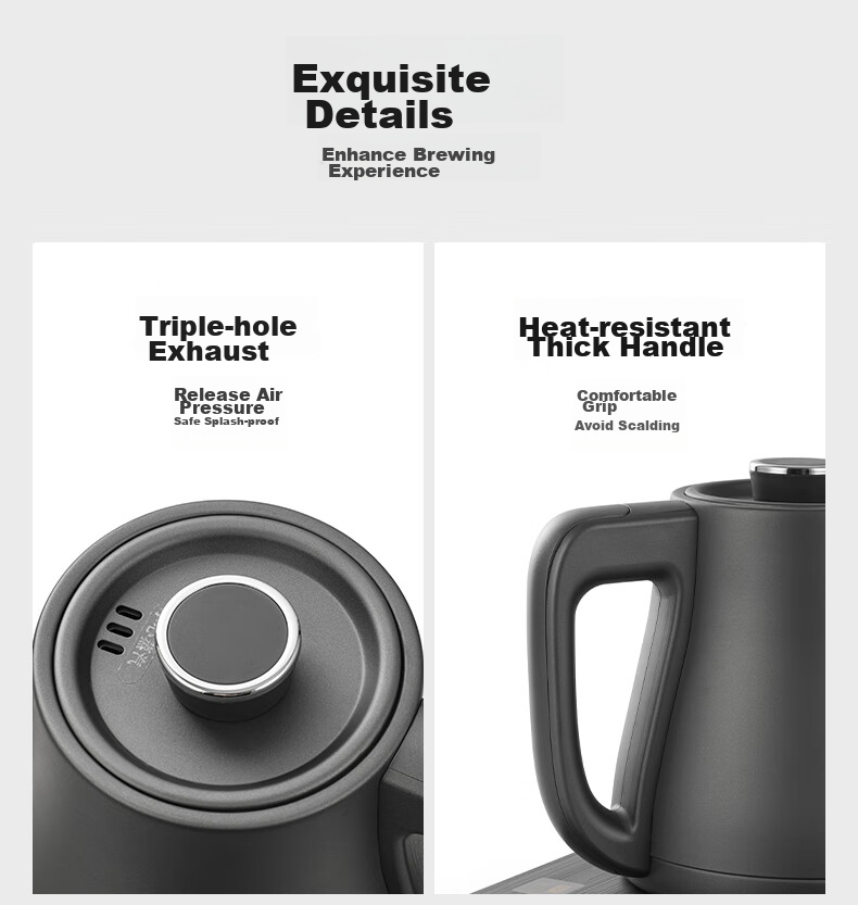 FUNORK Fully Automatic Electric Kettle with Tea Tray, Water Boiler, Specialized All-In Tea Table, Tea Set, Electric Tea Stove, Titanium Gray Handle, Single Burner 14
