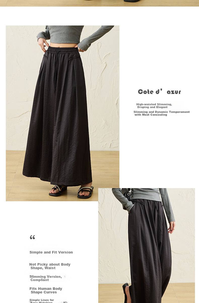 Langsha Ice Silk Quick-Dry Wide-Leg Cropped Pants for Women, Summer 2026 Thin High-Waist Slimming Mid-Length Pants, Draping Casual Skirt Shorts 21