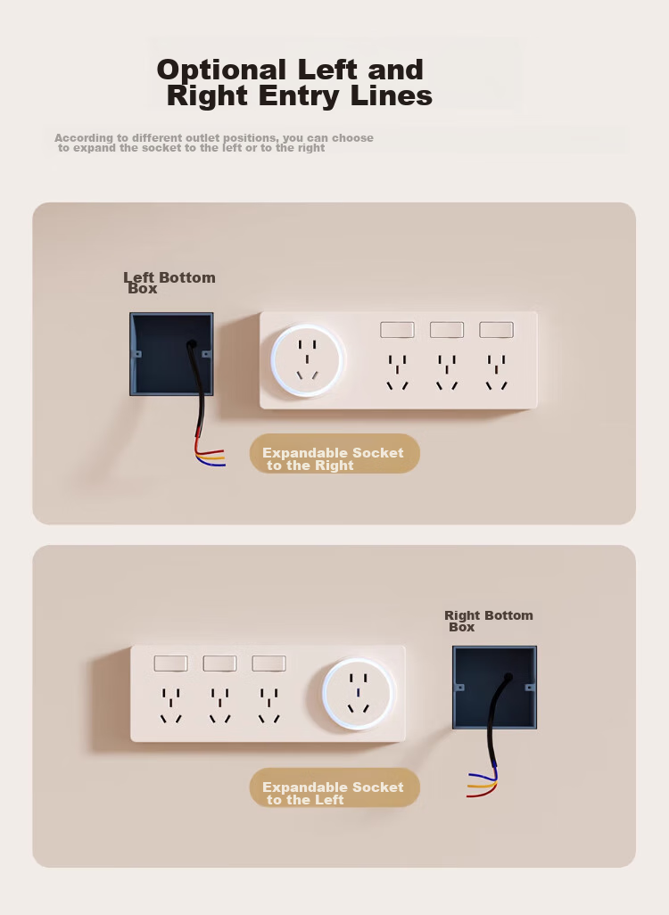 AUX 86-Type Expandable Socket with Switch Panel, Surface-Mounted Expansion Power Strip Converter, Multifunctional Power Strip, Gray, Four Outlets, Five-Hole, 10A 11
