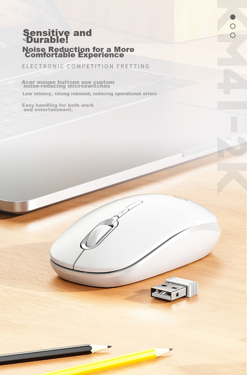 Acer Wireless Keyboard And Mouse Combo, Office Keyboard And Mouse Set, Splash-Resistant Computer Keyboard, Type-C Rechargeable Keyboard KM412 White 7