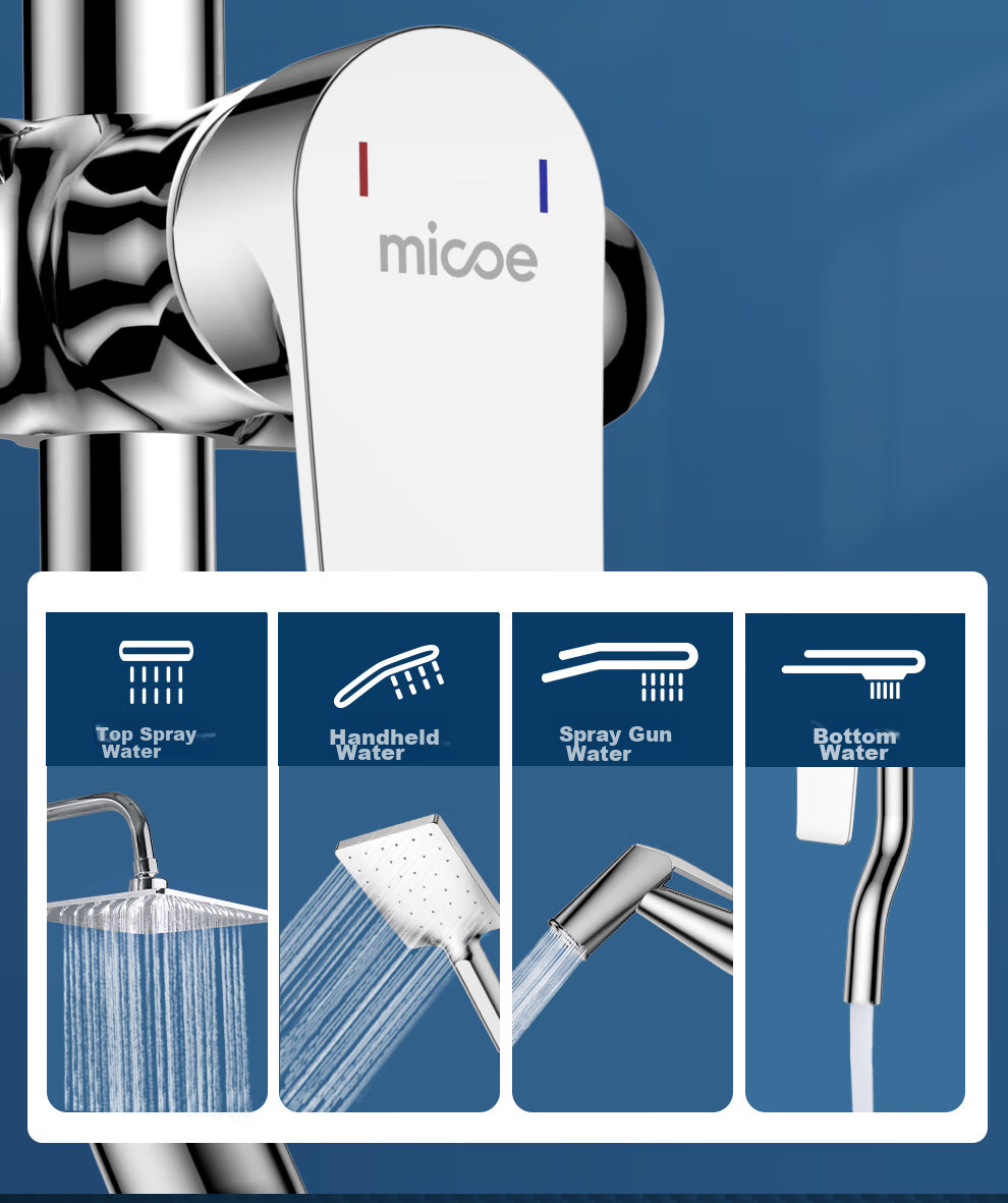 MICOE Shower Set with High-Quality Brass Faucet, Pressure-Increasing Shower Head, Four-Function Shower Kit M-A04094 13