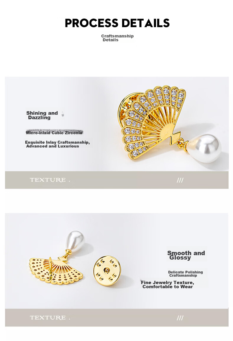 Qlady New Chinese-Style Fan Brooch, High-End Women's 2026 New Year Style Corsage, Light Luxury Anti-Exposure Collar Pin, Silk Scarf Buckle Accessory 6