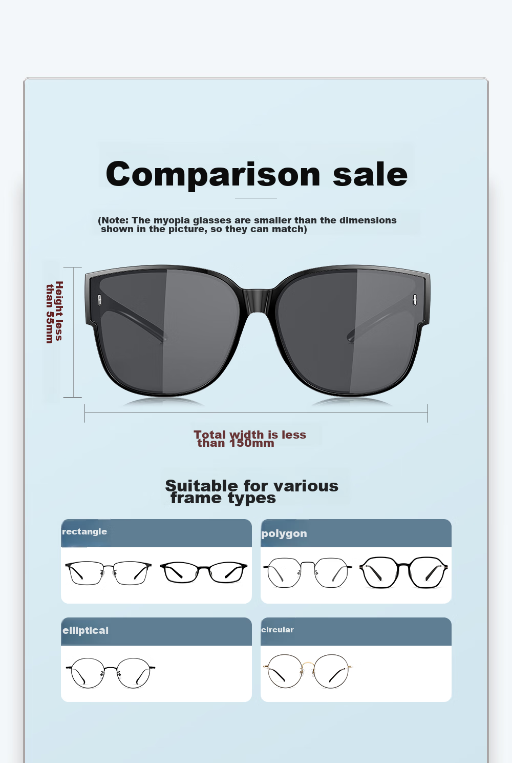 CAXMAN Sunglasses Clip-On for Nearsighted Men And Women, Polarized Sunglasses Insert for Driving, Specialized Glasses Holder for Myopia 2