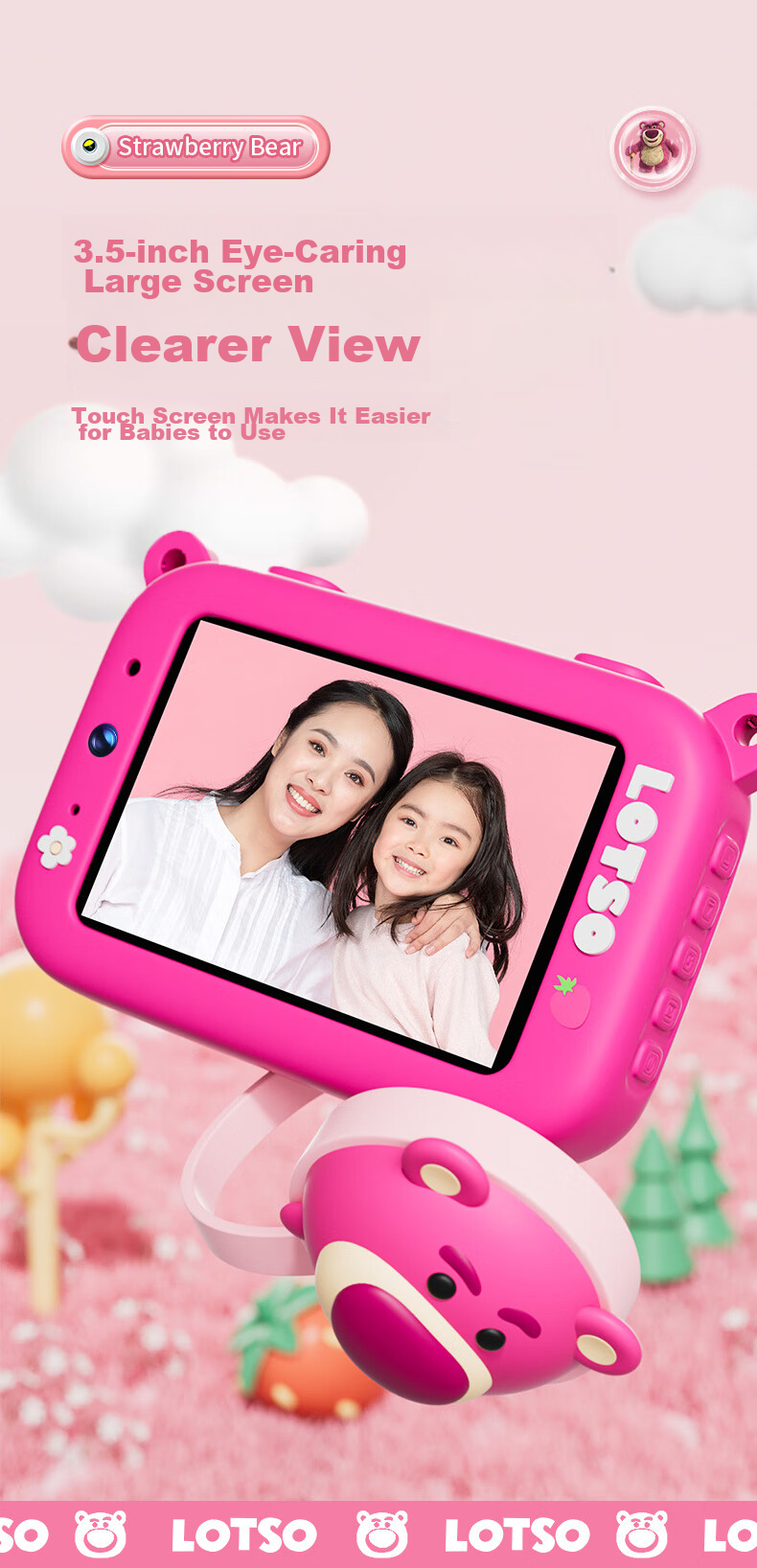 Disney Children's Digital Camera, Student Compact Camera for Photography And Travel, Touchscreen, Toy for Boys And Girls, Birthday Gift Box, Children's Present, CX5 Touchscreen Minnie Pink 2