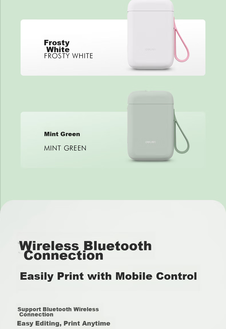 Deli Q10Pro Snow White, Portable Thermal Label Printer for Home Use, Journal Name Sticker Organizer Price Tag Food Label Printer, Mobile Bluetooth Connectio 7