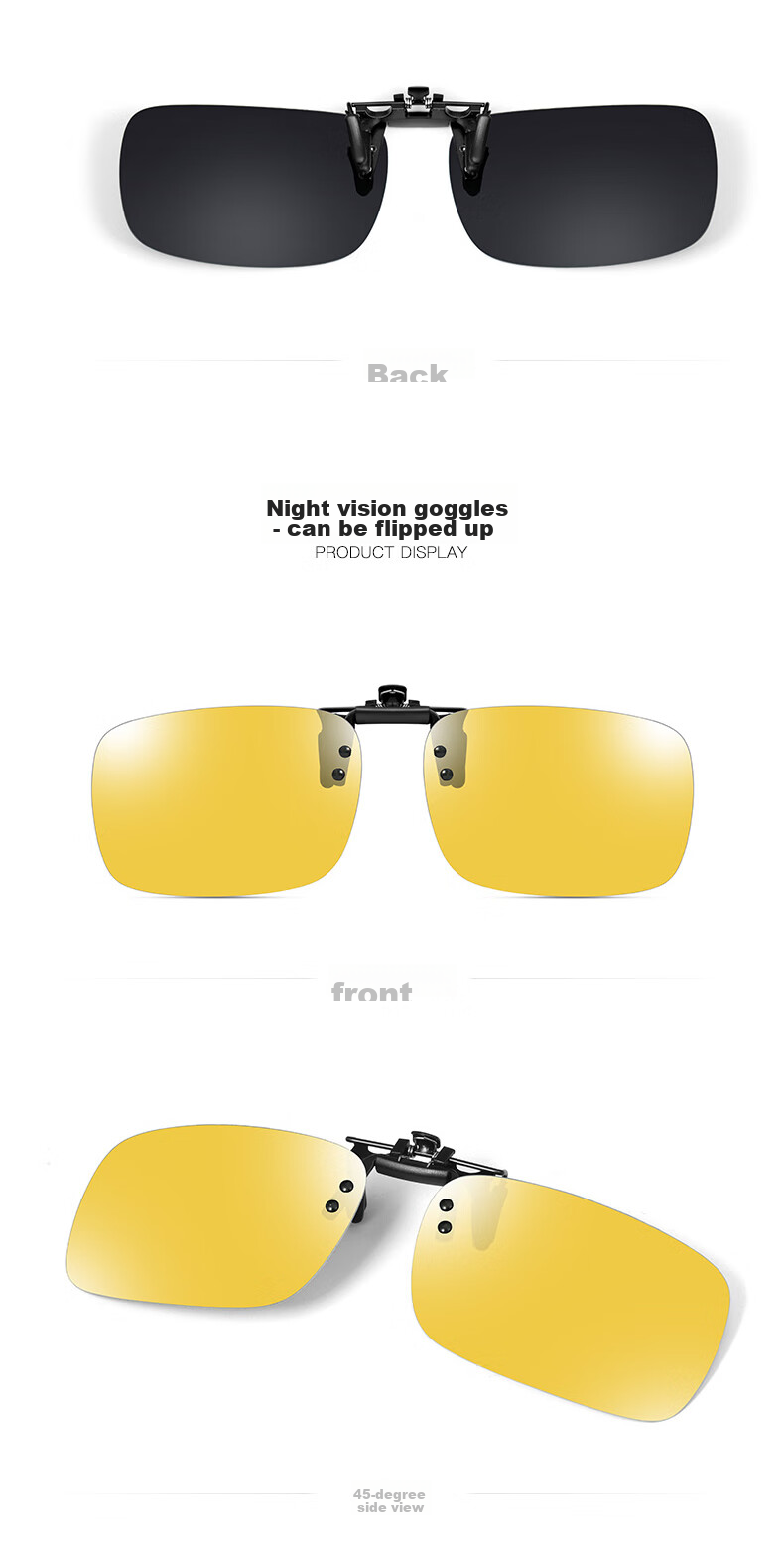 Molong Polarized Clip-On Sunglasses for Nearsightedness, Ultra-Light Driving Glasses for Men And Women, Strong Light Protection M0845 Black And Gray Clip-On Lenses 8