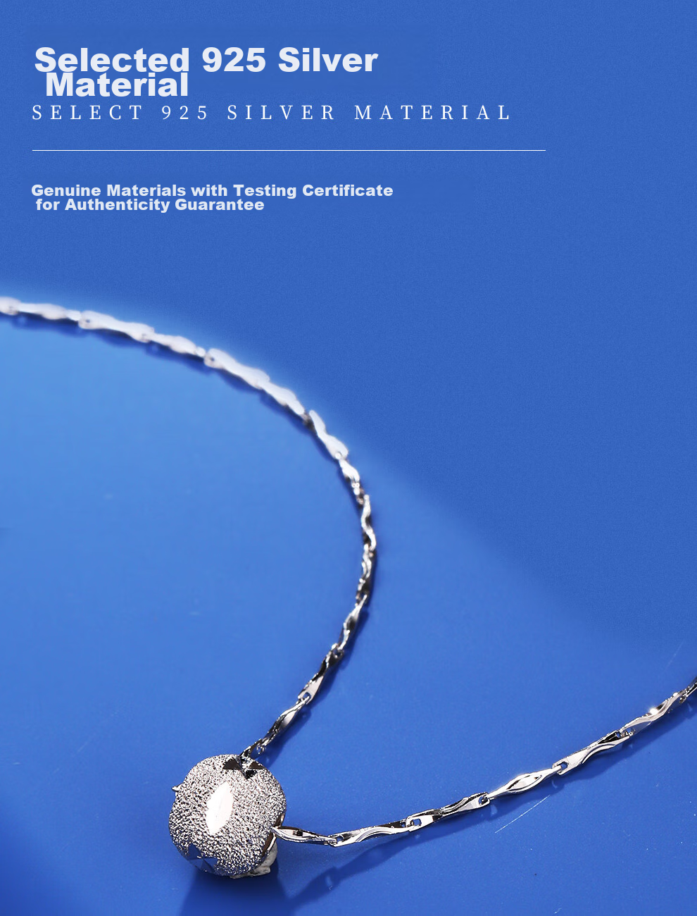 Laoyinjiang S925 Silver Lucky Bead Necklace for Women, Chinese Style Silver Pendant, Gift for Girlfriend on Valentine's Day, Silver Collarbone Chai 5