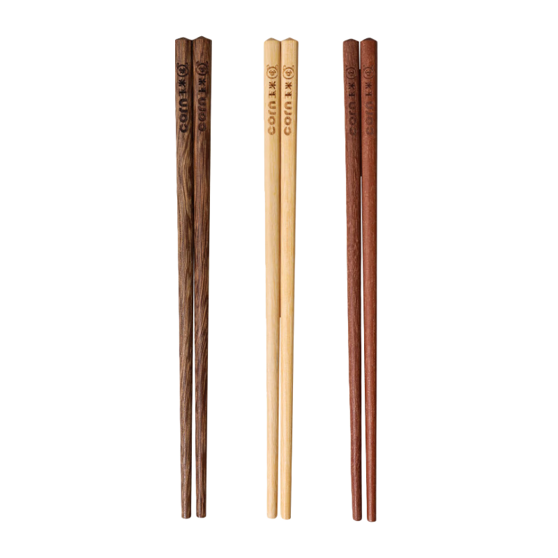 CORN Children's Chopsticks, Solid Wood, for Ages 6-12, Second Stage, Size 3-4, Non-Slip, for Home Use, Suitable for Preschoolers And Elementary School Students