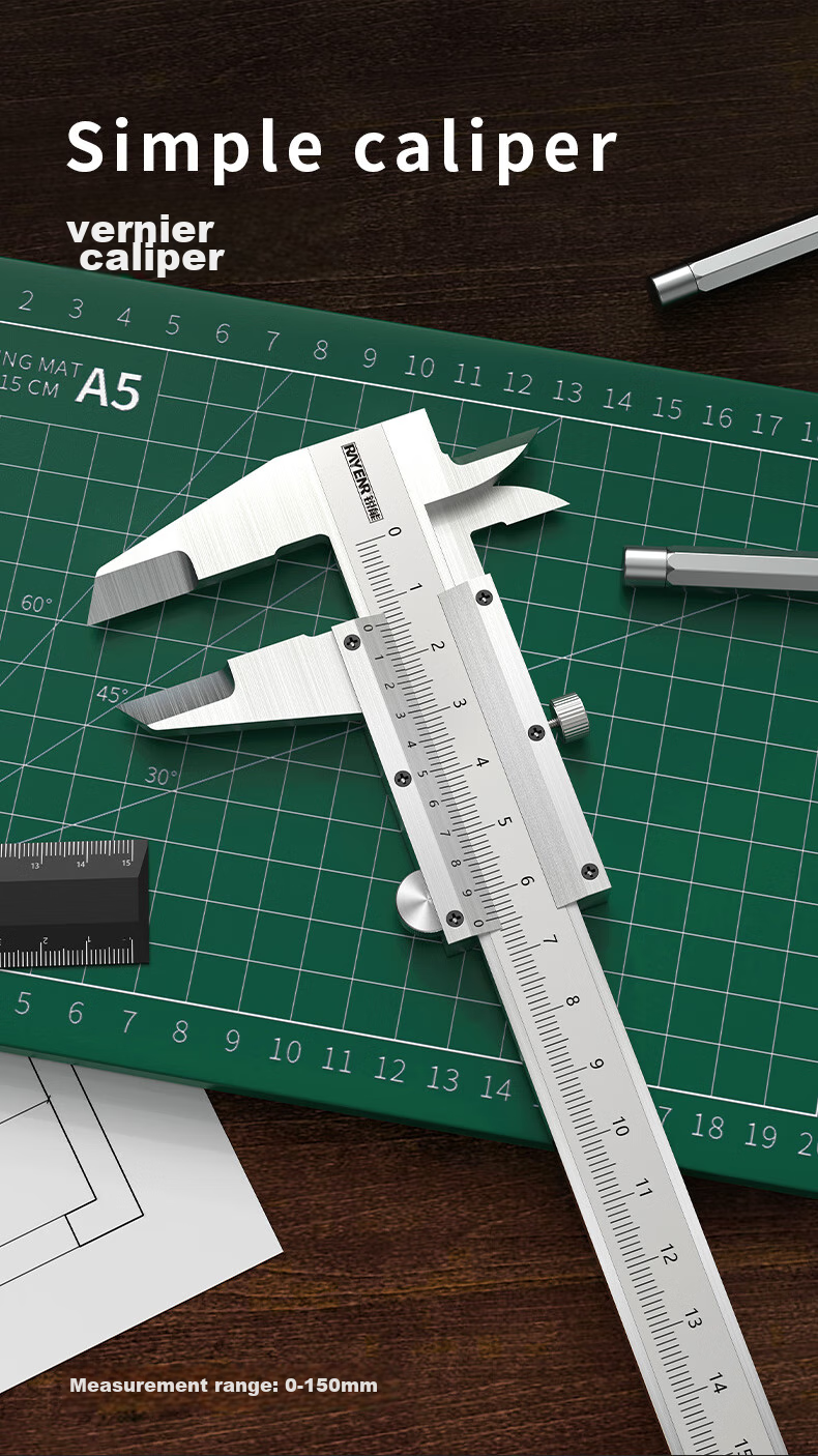 Ruineng High-Precision Vernier Caliper, Mechanical Caliper, Inner And Outer Diameter 0.02mm, Professional Measuring Tool, Measuring Ruler 150mm 2