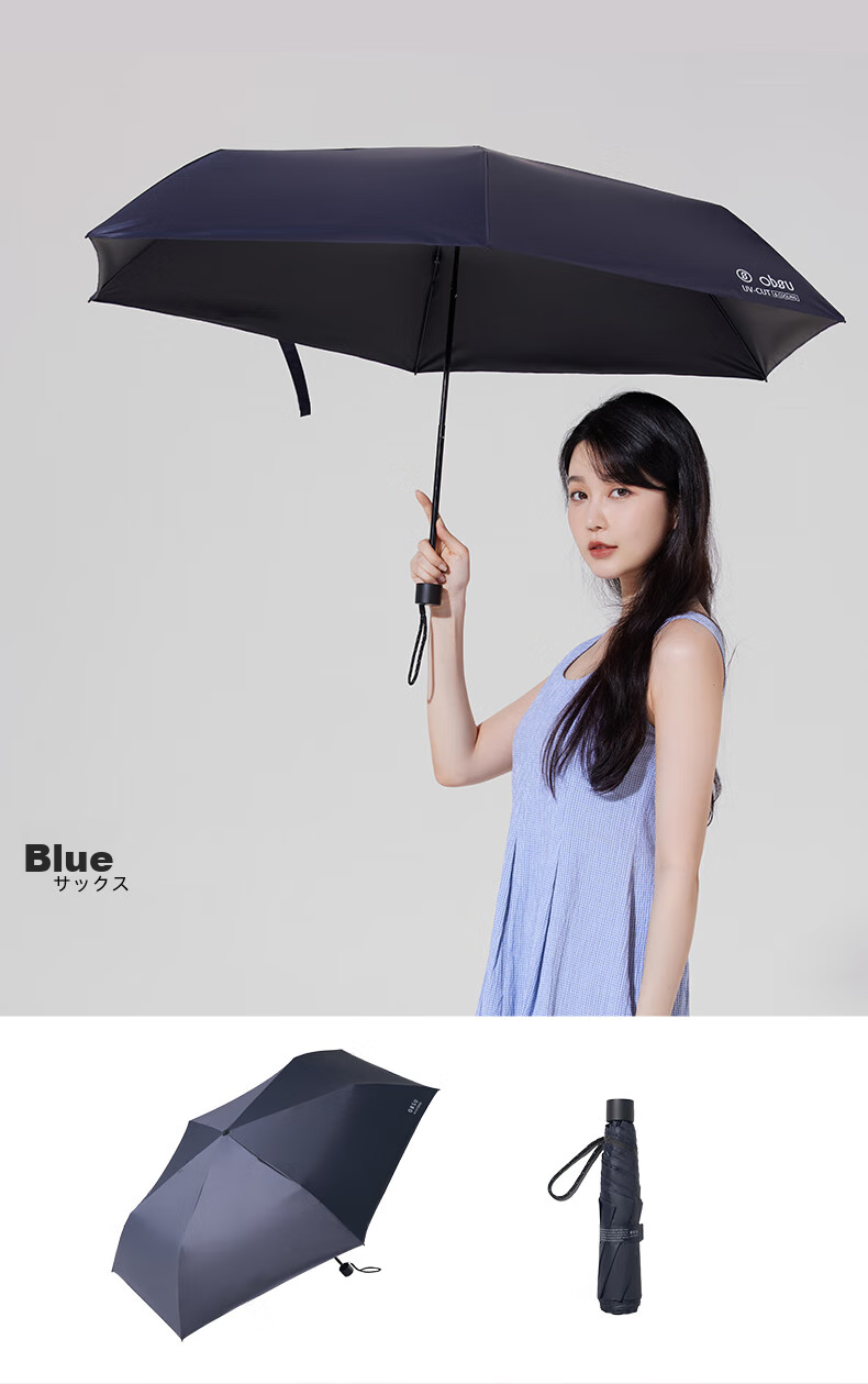 OBSU Japan Carbon Fiber Umbrella Ultra-Lightweight Three-Fold Sunshade UV Protection Rain and Sun Dual Use Pink Carbon Three-Fold 8