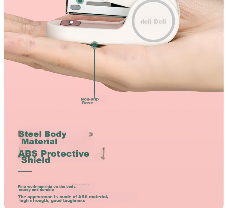 Deli [Back to School Stationery] Mini Stapler, Lightweight And Portable for Students' Office Use, Macaron Color Stapler/Binder/Stapling Machine, White 9