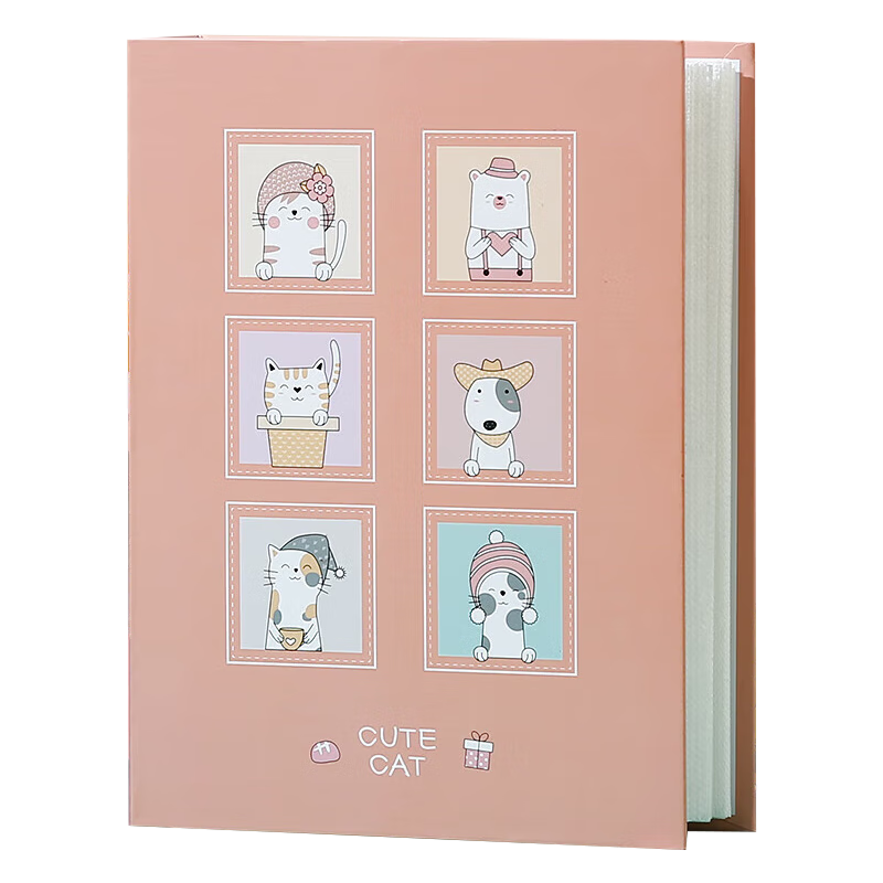 Ouliwen 6-Inch 100-Page Insert-Style Oil Painting Storage Album, Large Capacity Family Photo Album, Couple's Graduation Memory Book, Photo Book (6-Inch Laminated 100 Pages) - Zoo