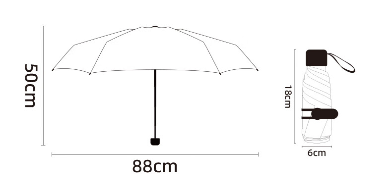 Xiaomo Ultra-Light Sun Umbrella, Black Gel UV Protection Mini Umbrella for Women, Dual-Use Folding Sun And Rain Umbrella 15