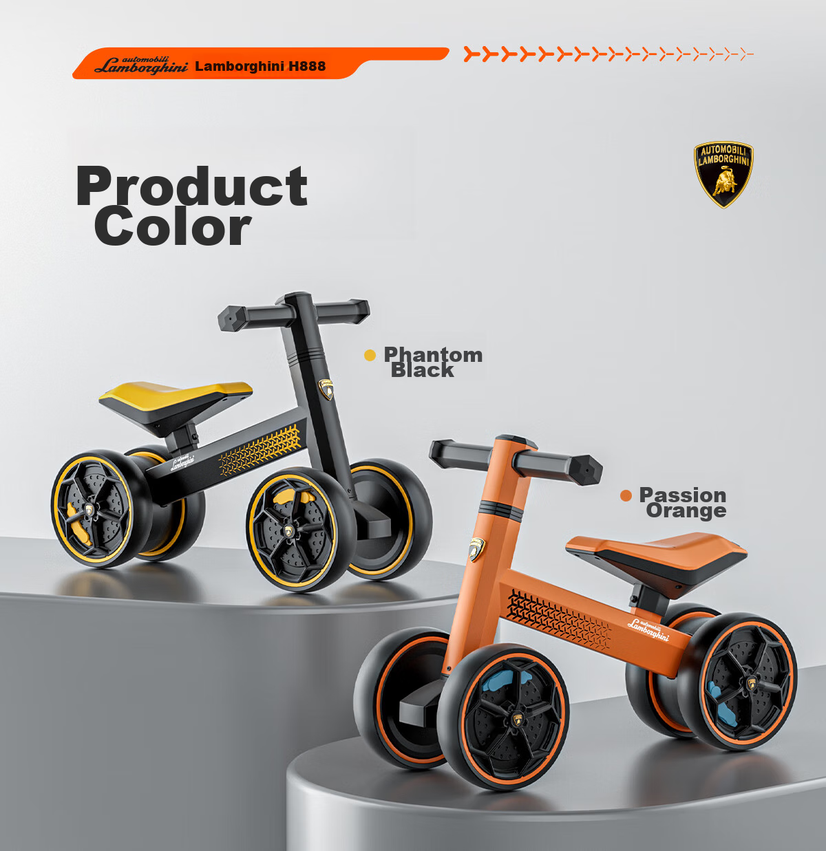 AUTOMOBILI LAMBORGHINI Children's Balance Bike for Ages 1-3, Anti-Rollover, Baby Mid-Autumn Festival National Day Birthday First Birthday Gift Gliding Walker 29