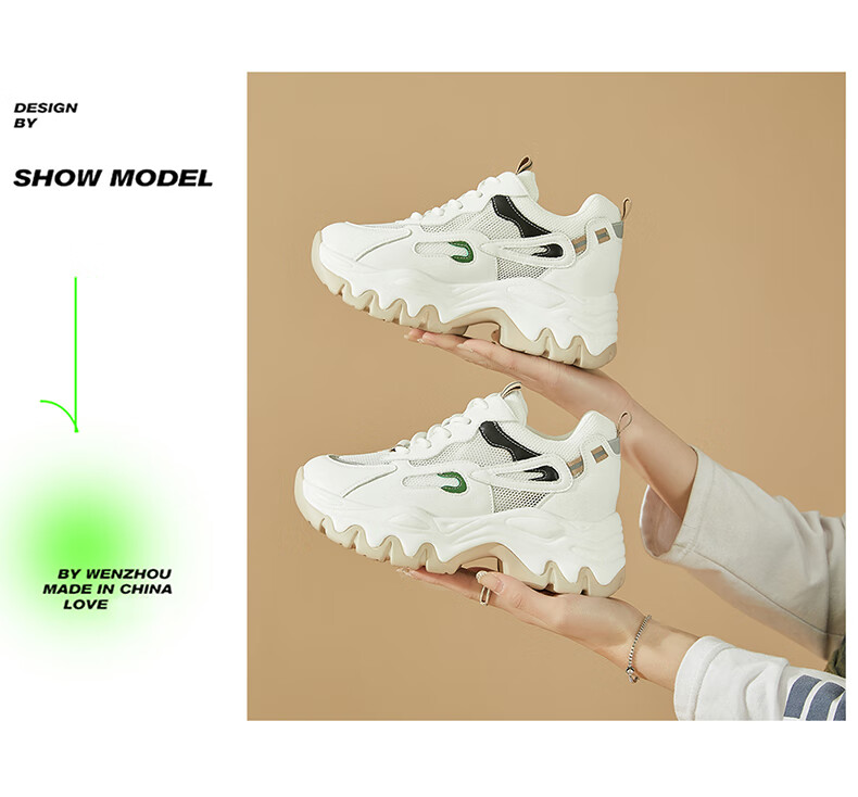 DAPHNE Women's Platform Dad Sneakers with Mesh Breathable Fashion Casual Sports Shoes 4623101126 White Apricot 35 3