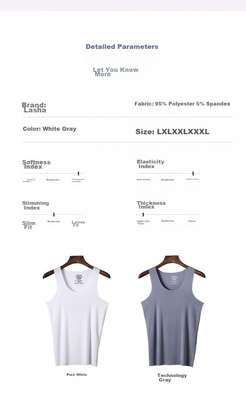 LangSha Men's Tank Top, Seamless Ice Silk Cool Feeling, 7A Antibacterial, Cuttable Inner Wear, Undershirt, Sports Vest, Sweat-Absorbing Shirt 7