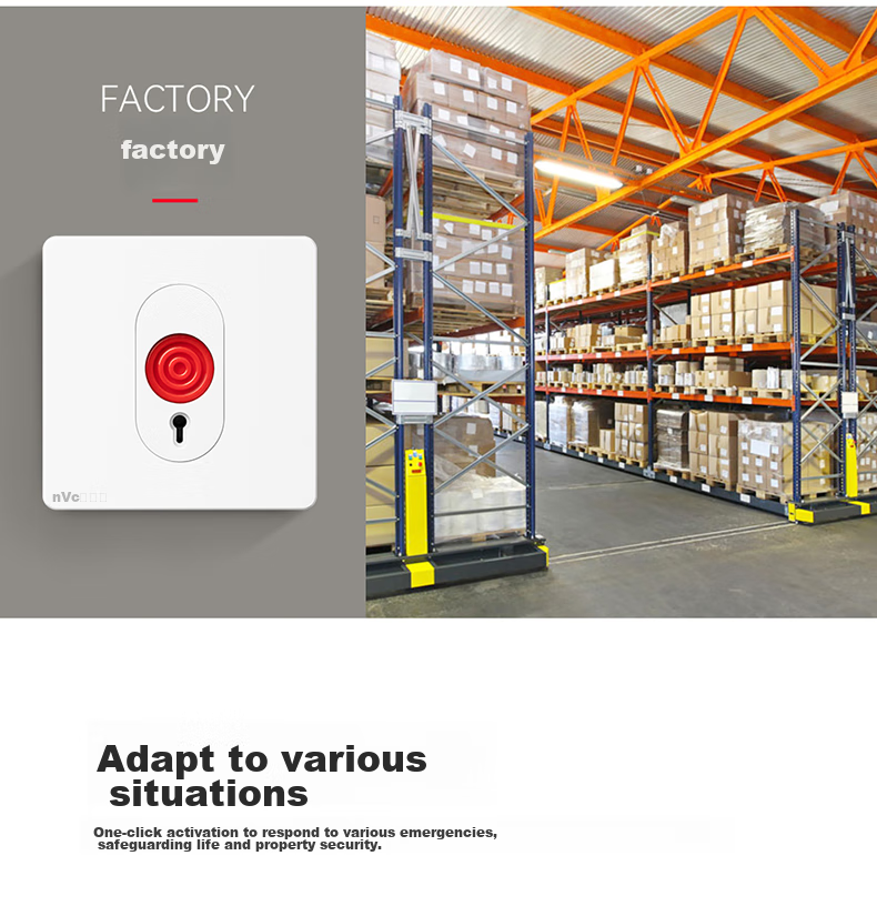 NVCleishidiangong Switch Panel, Emergency Call Alarm Switch, Anti-Theft Alarm Panel, Glazed White 7
