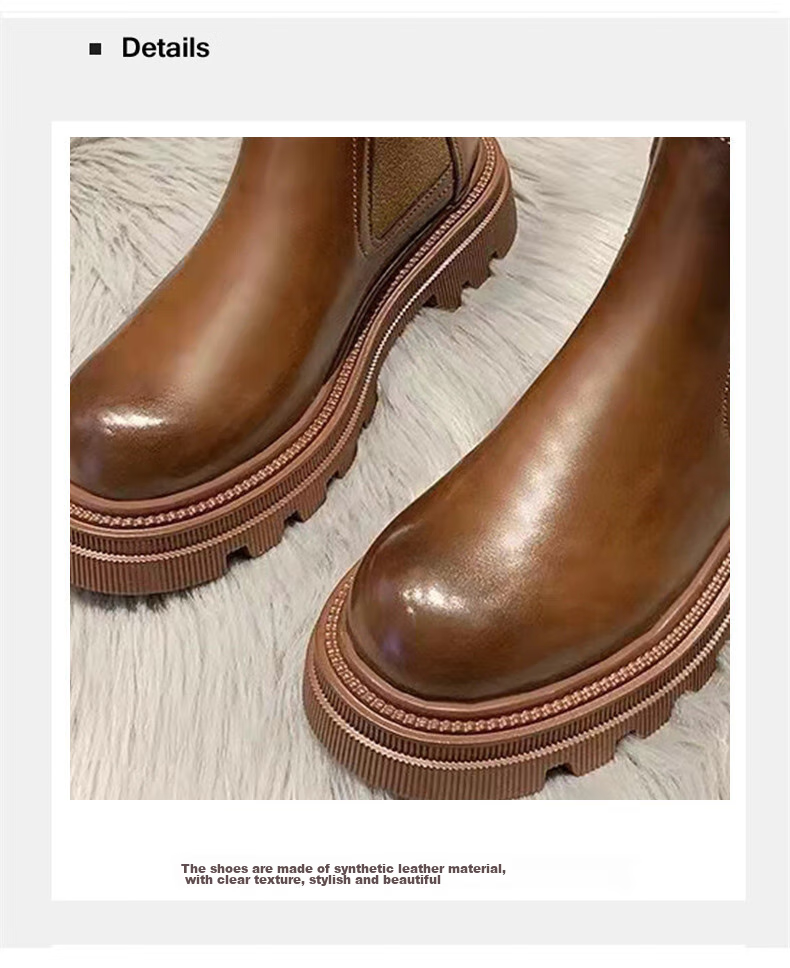 CARTELO Women's Martin Boots, Autumn And Winter Short Boots, Thick-Soled British Style Chelsea Boots for Women, 1409 Brown, Size 37 6