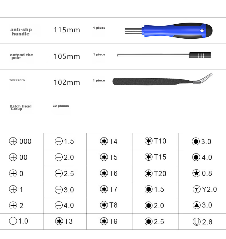 Ruineng Precision Screwdriver Set, 33 Pieces, Multi-Functional Household Tools for Laptop And Phone Repair And Disassembly 10