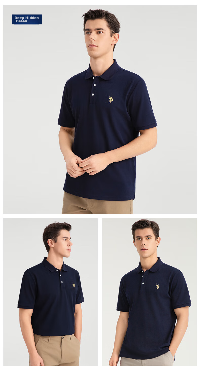 U.S. POLO ASSN. Men's Short Sleeve Polo Shirt Summer Business Casual Collared T-Shirt Black M Father's Day Gift 16