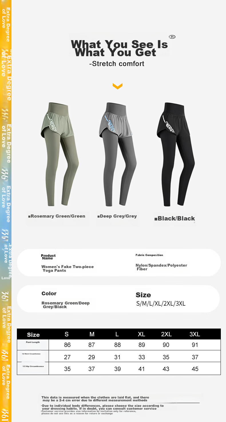 361° Women's Sports Pants, Fitness Leggings, Faux Two-Piece Yoga Pants, High-Waisted, Butt-Lifting, Slimming, Yoga Wear for Running 3