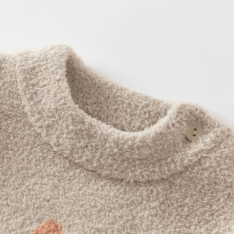 DAVE & BELLA Kids Sweater Autumn Winter Boys Velvet Pullover Girls Half Turtleneck Top with/without Shoulder Buttons