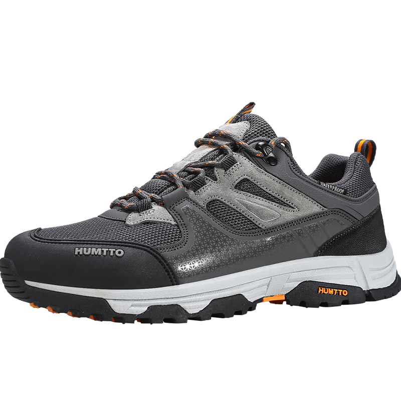 HUMTTO Waterproof Hiking Shoes, All-Season Low-Top Men's Non-Slip Trekking Shoes, Outdoor Casual Men's Footwear, Dark Gray, Size 39