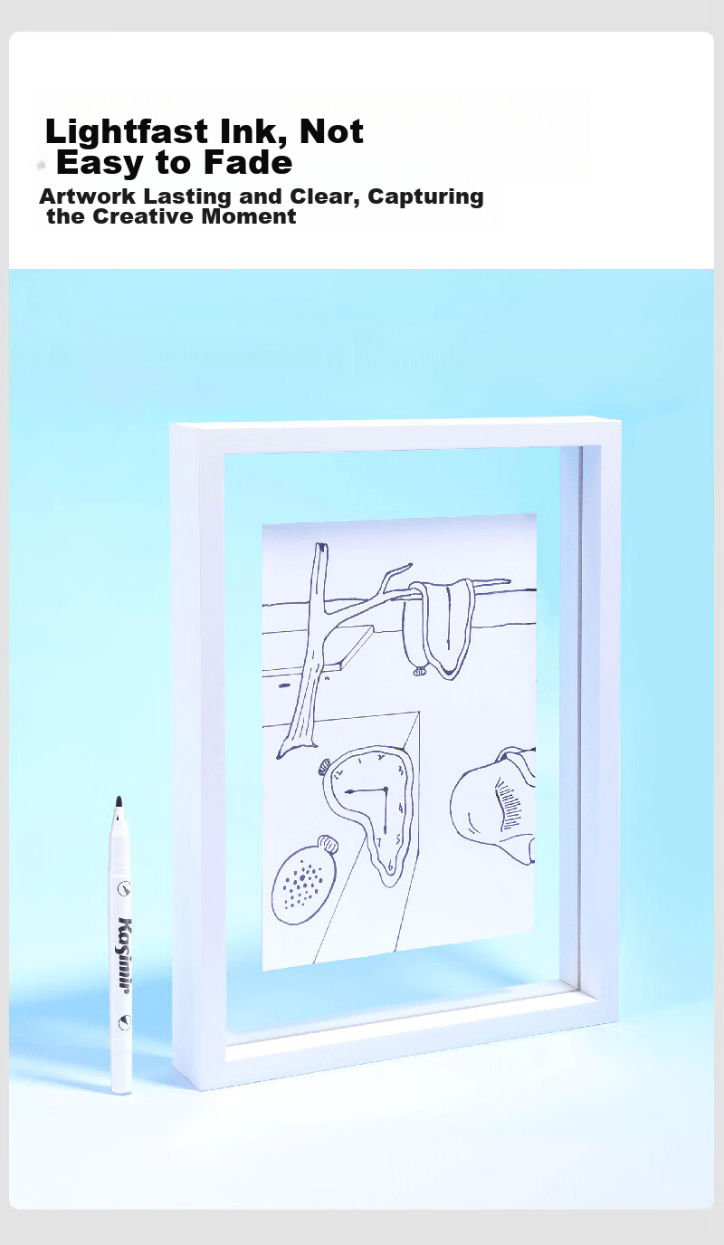 Kasimir Art-Specific Line Pen, Black, Dual-Tip Water-Based Pen for Primary School Students, Kindergarten Children, Outlining And Drawing, Chinese Painting Marker, Quick-Drying Outlining Pen, Thick And Thin Dual-Tip Marker Pe 7