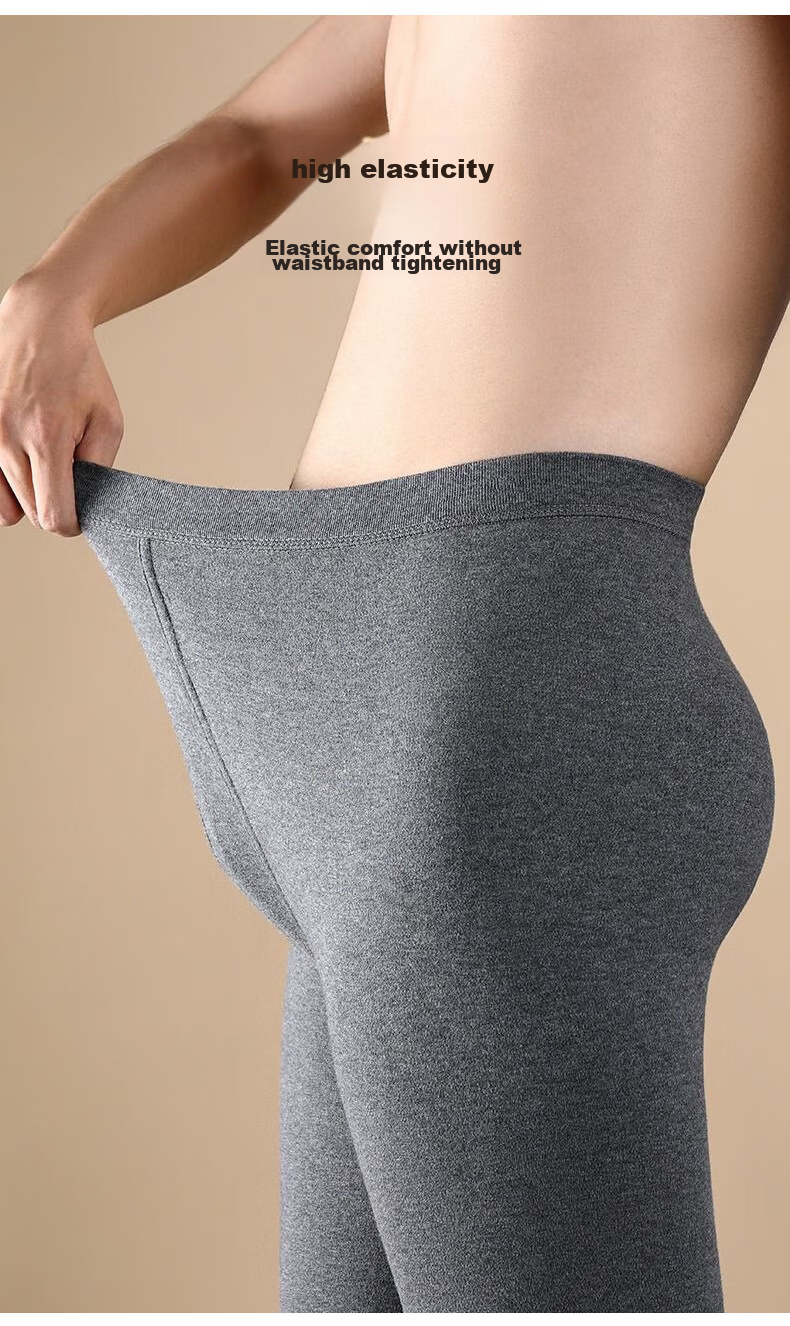 LangSha 2 Pairs of Men's Autumn Long Johns, 100% Pure Cotton Antibacterial Thermal Underwear for Men, Warm Pants, Thin Thermal Underwear Set for Autum 10