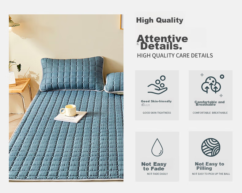 Grace Mattress Pad, Soft Bedding, Non-Slip, Foldable, Student Bed Mat, Blue, 1.8m 11