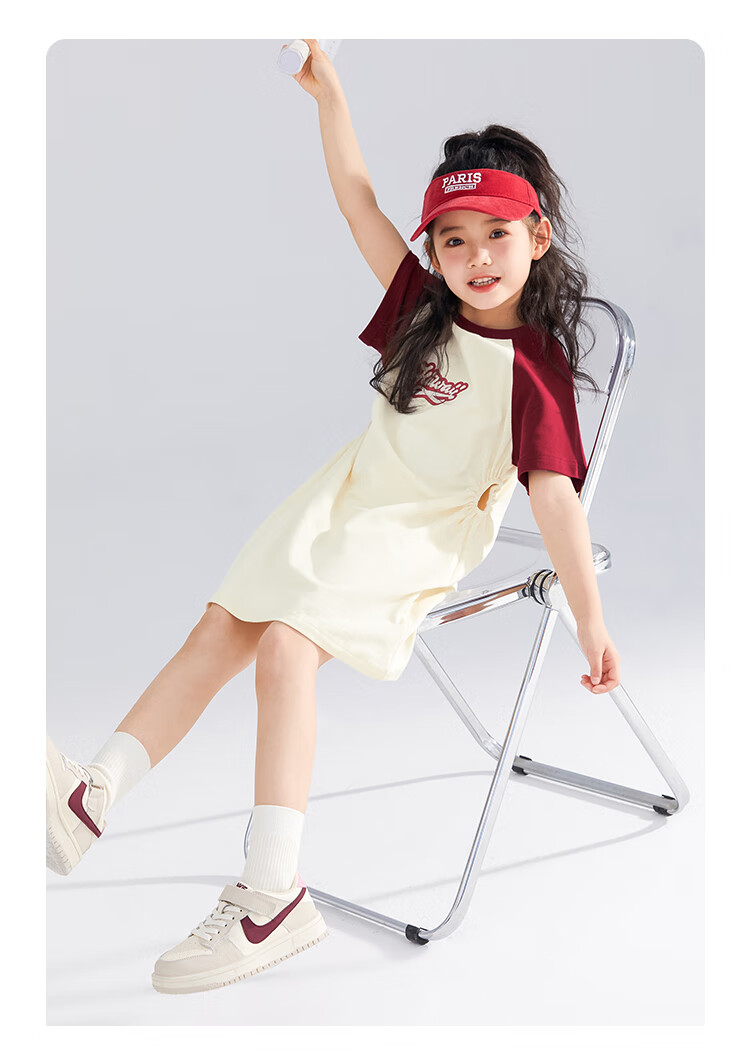 QQ DUCK Children's Clothing Girls' Short-Sleeve Dress Baseball Dress Youth Clothing Holiday Sports Dark Blue; 160 13