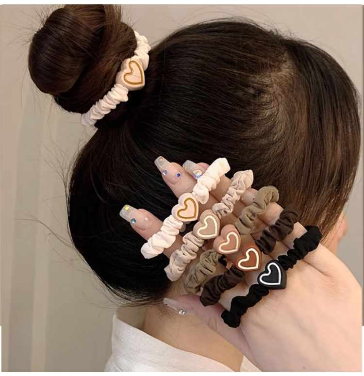 Jingxiaodi 5 Heart-Shaped Hair Ties for Women, Bun Maker, High Elasticity Rubber Bands, Hair Ties, Non-Damaging Hair Bands, Hair Accessories 5