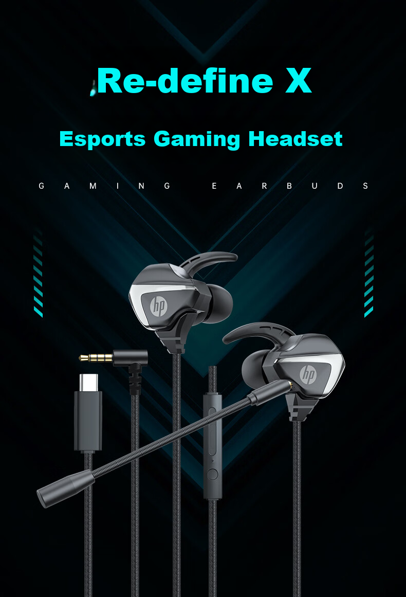 HP DHH-3113 Gaming Wired Headset, In-Ear Headphones with Microphone, Smart Noise Cancellation, Mic for Mobile Phones And Computers, E-Sports Deep Bass Triangular Office Study Music Headphones 3