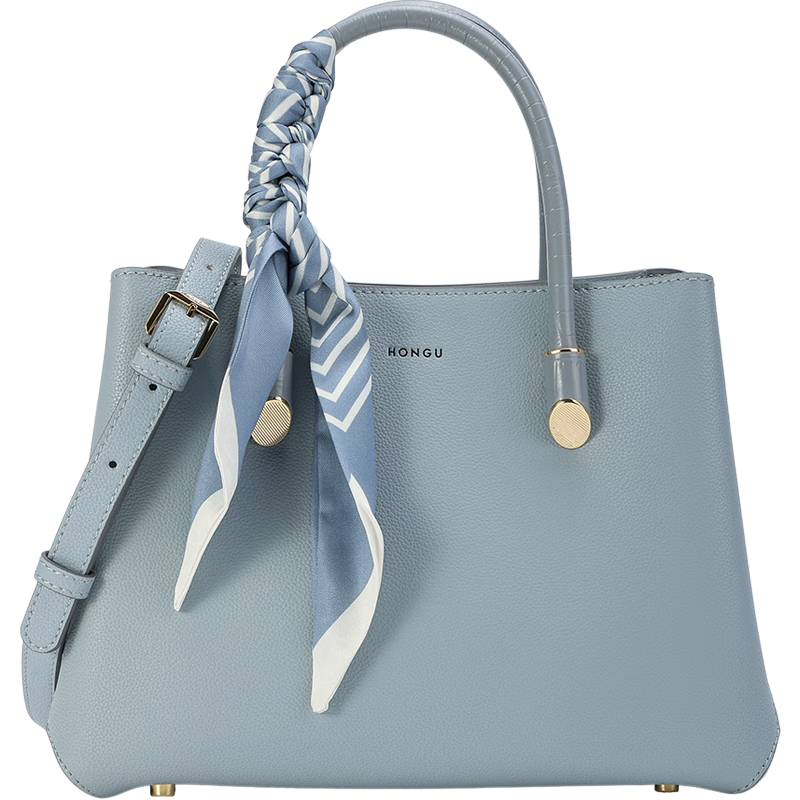 HONGU Women's Handbag, Shoulder Bag, Simple Commuter Cowhide Tote Bag, Scarf Bag Gift Box Style, Birthday Gift for Girlfriend