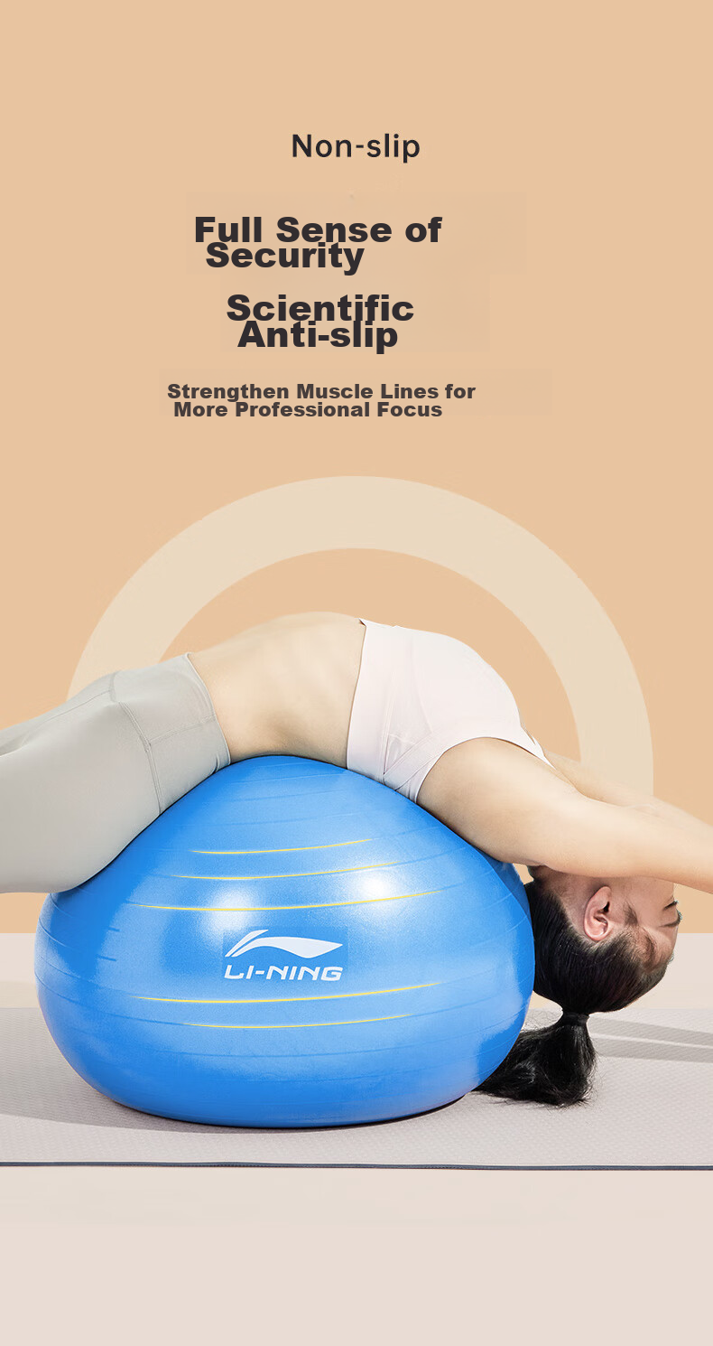LI-NING Yoga Ball Professional Anti-Burst Non-Slip Thickened High Elasticity Pressure Resistant Maternity Exercise Ball 55cm Qing Shan Blue 7