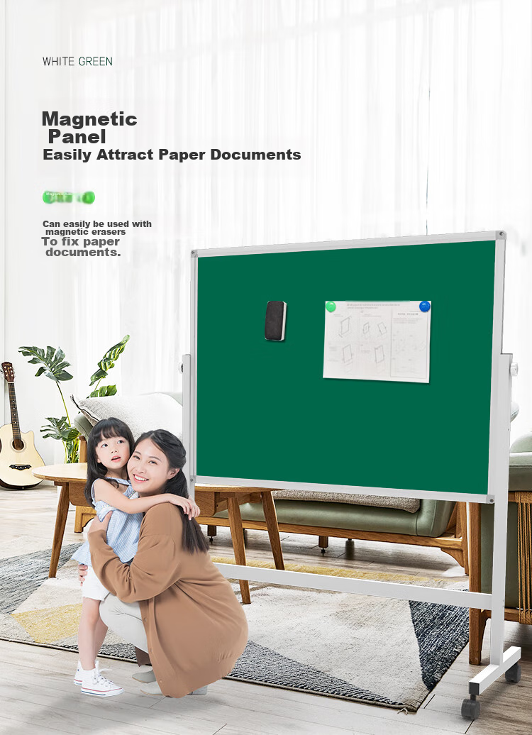 BBNEW 60*90cm Double-Sided Magnetic White And Green Board, Office Teaching Conference Classroom Double-Sided Chalkboard for Home Use, Children's Blackboard, Height Adjustable And Flip-able, NEWV-L6090 5