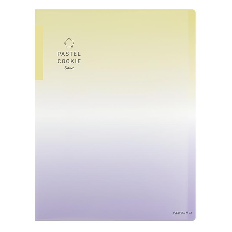 KOKUYO A4 File Folder, Pastel Cookie Sky Clear, Student Document Organizer, Light Yellow Purple, 40 Pockets with 1 Inner Page, WSG-CBV40YV, Back-To Essential